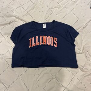 Illinois Navy Jersey Material Crop Top XL